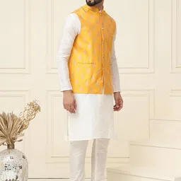 SOJANYA Regular Kurta With Churidar & With Nehru Jacket image 5