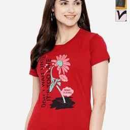 Dreambe Women Pack Of 3 Graphic Printed Round Neck Cotton T-shirts-picture-19