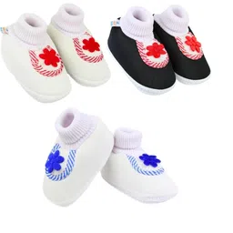 NESKA MODA 6 To 12 Months Infants Set of 3 Pair Cotton Slip-On Shoes/ Booties-image-63