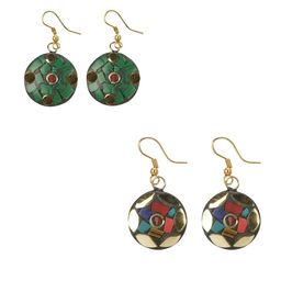 URBANELA Set Of 2 Gold-Plated Circular Drop Earrings-7
