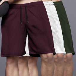 TRIPR Men Pack Of 3 Cotton Self Design Low-Rise Regular Fit Shorts-picture-20