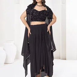 Warthy Ent Embroidered Semi-Stitched Lehenga & Unstitched Blouse With Dupatta-image-90
