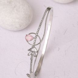 ZENEME Women Brass American Diamond Rhodium-Plated Bangle-Style Bracelet-image-54