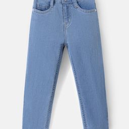 Babyhug Full Length Washed Denim Jeans - Light Blue-image-49