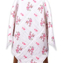 Moms Home Organic Cotton Baby Muslin AC Quilt Blanket Pink Giraffe - Multicolour-image-94