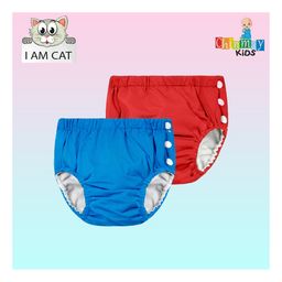 Chinmay Kids Reusable Swimwear Diaper Pants Set Of 2 - Blue & Red-10