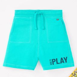 Ed-a-Mamma Cotton Sustainable Knee Length Shorts Here To Play Print - Teal Blue-picture-18