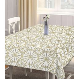Arrabi Beige Geometric Cotton Blend 6 SEATER Table Cover ARTC-1400-Beige-52