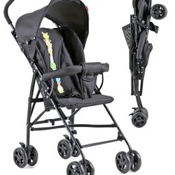 Pokemon Printed Light Weight Stroller Buggy With Umbrella Fold - Black-26