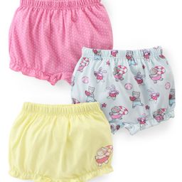 Babyhug 100% Cotton Bloomers with Animal & Polka Dots Print Pack of 3 - Multicolor-image-84