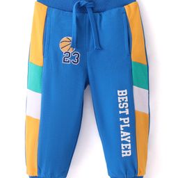 Babyhug French Terry Full Length Lounge Pant Text Print - Blue-image-45