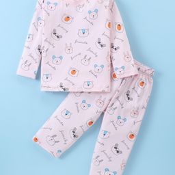 Doreme Single Jersey Knit Full Sleeves Night Suit with Bunny Print - Lilac-image-37