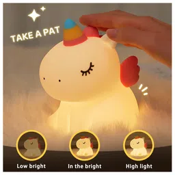 Azhari Cute Sitting Unicorn USB Rechargeable Silicone Night Light for Bedroom - Eye Protection Sleep Bedside Lamp Desk Lighting-picture-30