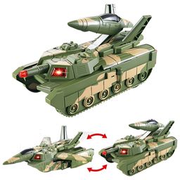 NEGOCIO  Kids Aircraft Tanks Age3-5yrs Deformation 2 in 1 Battery Operated Tank and Jet Fighter Airplane Toy with Lights, Shooting Music and Bump--PACK OF 1-COLOR MAY VARY-3