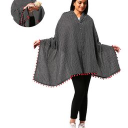 Mom for sure by Ketki Dalal Full Sleeves Chervon Printed Nursing Scarf - Black-image-32
