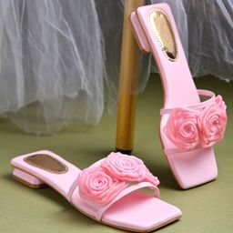 Shoetopia Floral Applique Detailed Sandals - Pink-image-44