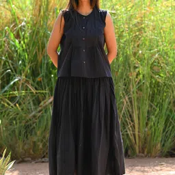 House of Harakh Pure Cotton Flared Midi Skirt-picture-17