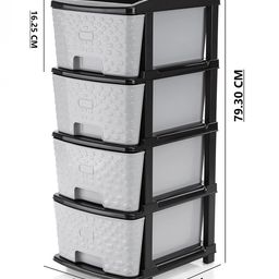 texro TEX-RO Chest of Drawers Versatile Drawer Storage Organizer & Organisers Storage Box for Ideal for Neat and Tidy Storage Solutions plastic drawers storage 4XL - Grey&Black image 3