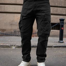 Powerlook Men Cotton Black Regular Fit Cargo Trousers With Multiple Pocket-image-23