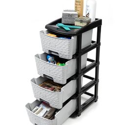 texro TEX-RO Chest of Drawers Versatile Drawer Storage Organizer & Organisers Storage Box for Ideal for Neat and Tidy Storage Solutions plastic drawers storage 4XL - Grey&Black image 4