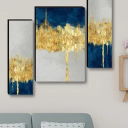 Myntra Elegant Homes Grey & Gold-Toned 3 Pieces Floral & Botanical Wall Art-image-96