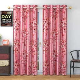 AADI TRADERS Maroon & Pink 2 Pieces Floral Printed Long Door Blinds-23