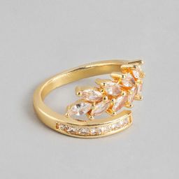 DressBerry Stone Studed Leaf Shaped Finger Ring-image-22