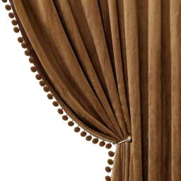 STITCHNEST Brown Velvet Door Curtain With Tieback & Eyelets - 7 Ft-11