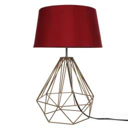 Homesake Red & Gold Metal Table Lamp With Light Bulb - Set of 1 image 2