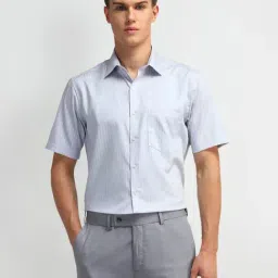 Arrow Blue Cotton Regular Fit Striped Shirt-picture-37