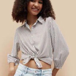 Fame Forever By Lifestyle Brown Regular Fit Striped Shirt-image-34