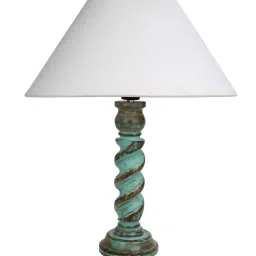 Homesake White & Blue Wood Signature Rustic Table Lamp - Set of 2 image 3