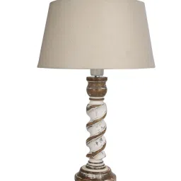 Homesake Beige & White Wood Signature Rustic Table Lamp - Set of 2 image 3