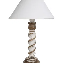 Homesake White & Brown Wood Signature Rustic Table Lamp - Set of 2 image 3