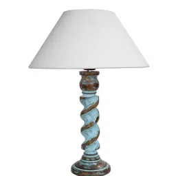 Homesake White & Blue Wood Signature Rustic Table Lamp - Set of 2 image 3