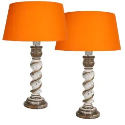 Homesake Orange & White Wood Signature Rustic Table Lamp - Set of 2 image 2