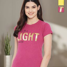 Tromko Women Pack of 3 Typography Printed Round Neck Cotton T-shirts-picture-12