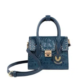 Hidesign Rockstar Punk Navy Rivets Medium Handbag-37