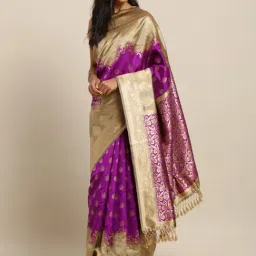 Vastranand Purple Woven Saree With Unstitched Blouse-image-14
