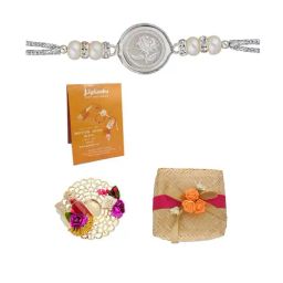 Sri Jagdamba Pearls 0.99 Silver Flower Rakhi for Men-image-83