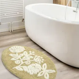 Saral Home Beige Microfiber Floral Bath Mat 50X80 cm-image-30