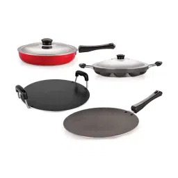 Nirlon Non-Stick Red Aluminium Kitchen Cooking Item Set-45