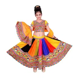 Ahhaaaa Kids Multicolor Embroidered Choli, Lehenga with Dupatta-image-82