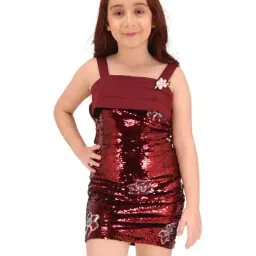 Cutecumber Girls Maroon Embellished Dress-image-19