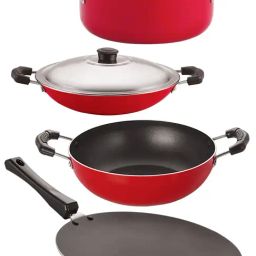 Nirlon Red Aluminium Non- Stick Cookware - Set of 4-image-40