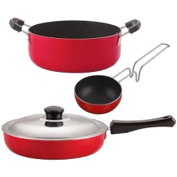 Nirlon Red Aluminium Non- Stick Cookware - Set of 3-26