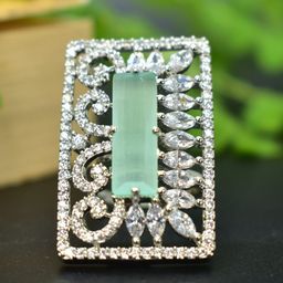 Zoey Silver-Plated Cubic Zirconia-Studded Adjustable Finger Ring-14
