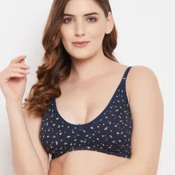 Clovia Navy Cotton Floral Print Full Coverage Bra-picture-17