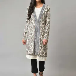 W Cream Floral Print Cardigan-picture-2