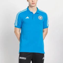Adidas Blue Cotton Regular Fit Printed Sports Polo-image-68